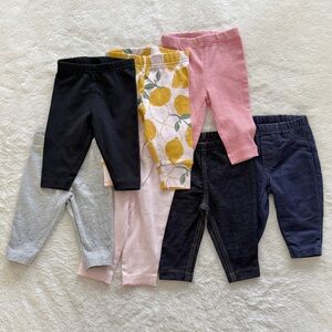 Carter’s Baby Pants Set of 7 Size 3 Months Jeggings Stripes Lemons Solid Colors